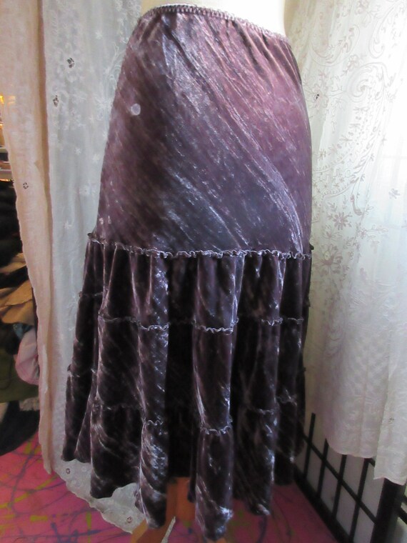 dark brown velvet skirt, silk rayon blend,feminine