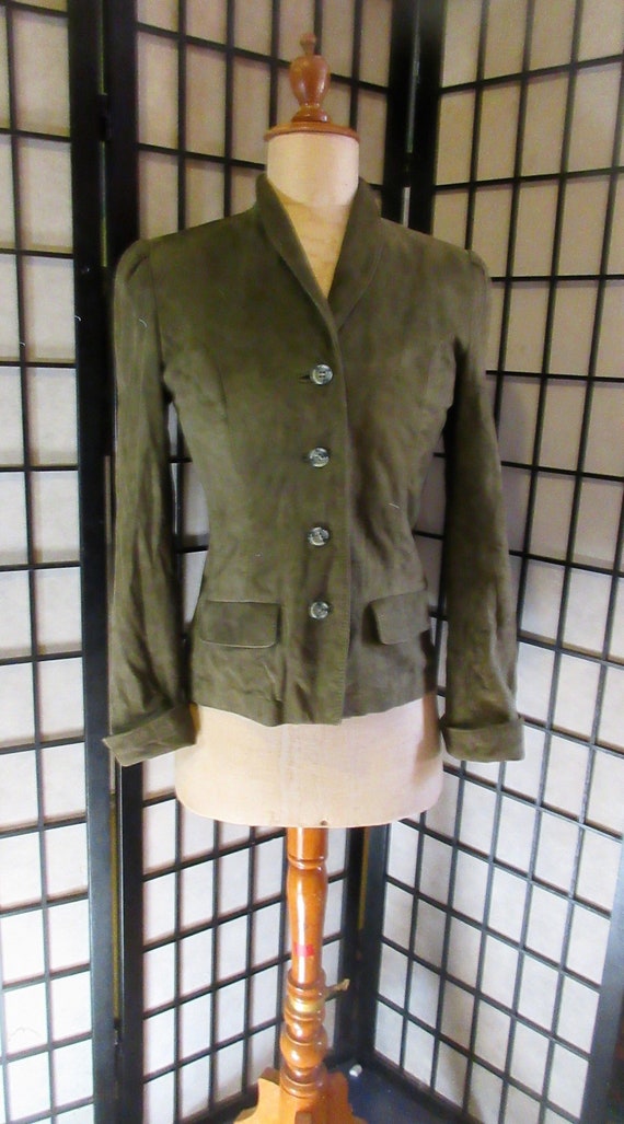 super soft suede jacket ,olive green, buttery sof… - image 1