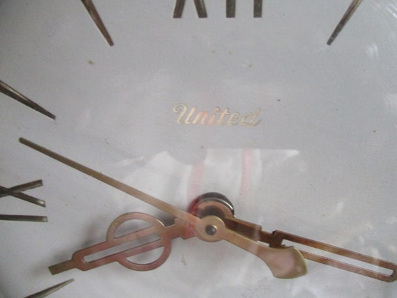 Authentic 1950's Vintage Red Starburst Wall Clock, Working, United