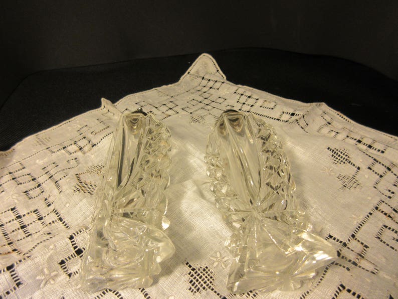 tall, elegant cut glass salt and pepper,antique, Edwardian, 1900's/1910's, silver plated tops, excellent condition, classy, classic, image 6