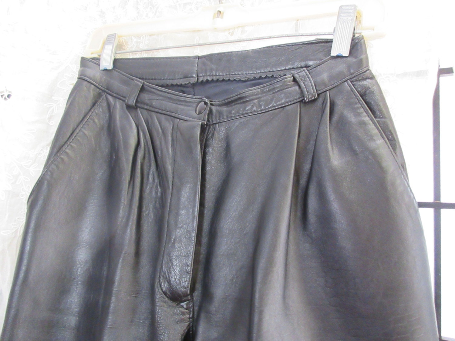Classic Biker Leather — Ladies Women's Leather Hip Hugger Pants With Side  Hidden Zipper