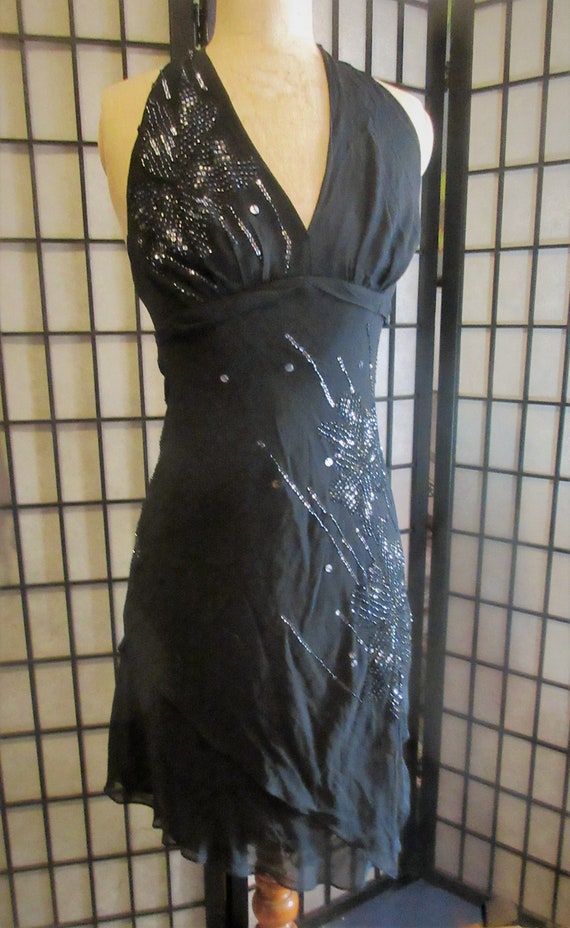 fantastic black silk beaded chiffon dance dress, … - image 4