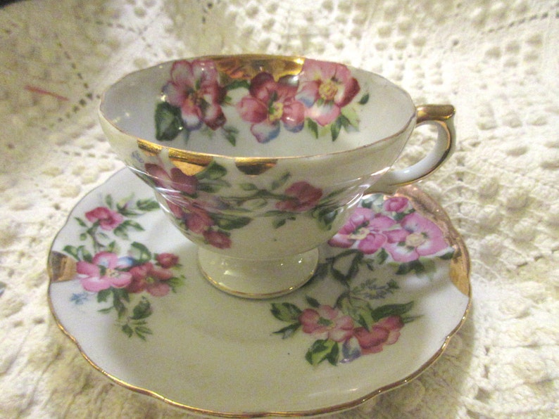Hand painted tea cup and saucer Shafford Made in Japan Etsy