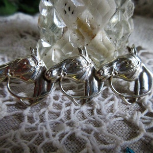 sterling silver three horse brooch, 3 horse heads, equestrian jewelry, horse lovers