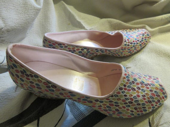 40's/50's vintage pastel satin slippers, open toe… - image 3