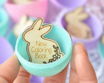 Easter Egg Hunt Tokens Set of 36 | Easter Egg Basket Stuffers Fillers Tokens for Kids | Cute Unique Reward Wooden Easter Activity Coins