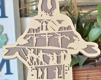Easter Decor He is Risen Jesus Religious Easter Wood Art, Gift for Pastor, Mom, Grandmother, Christian Gift, Easter Resurrection Story
