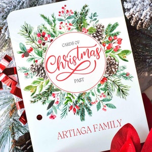 Portatarjetas navideñas, tarjetas de Navidad pasadas, exhibición y almacenamiento de tarjetas personalizadas, carpeta de anillas para organizar álbumes de tarjetas navideñas