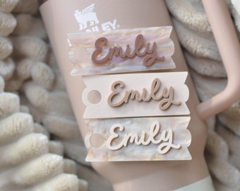 Almond Rose Stanley Name Plates Lid Toppers Taupe Cup Accessories Personalized Tumbler Tag Custom Gift for Teacher Nurse Friend 40 30 20 oz