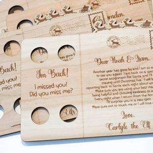 Gepersonaliseerde elfenbriefkaart I'm Back Brief from North Pole met aangepaste namen Elf Returns Prop Kids Kerstactiviteiten Tradities Spirit Fun