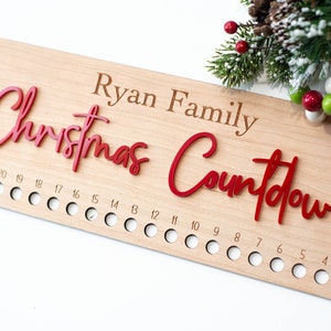Candy Cane Christmas Countdown | Personalized Christmas Advent Calendar for Kids | Wood Sign Holiday Decor | Engraved Custom Home Decor Gift
