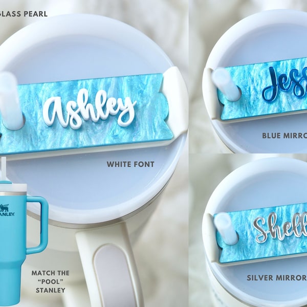 Arctic Twist Blue Stanley Name Plates Lid Toppers Cup Accessories Personalized Tag for Tumbler, 40 30 20 oz Matches Iris Twilight Pool