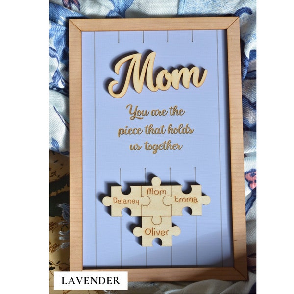 Mom Puzzle Sign Mother's Day Gift from Kids Husband Custom Engraved Wood Sign Piece That Holds Us Together Grandma Gift Personalized Unique