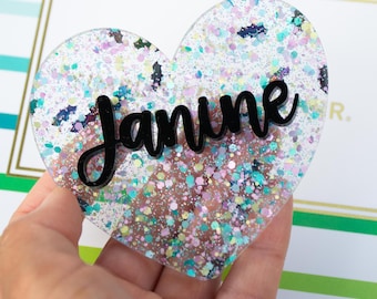 Locker or Fridge Magnet Back to School Bats Custom Personalized Name Heart Sparkly Glitter Accessory for Locker Decor, Look What I Made