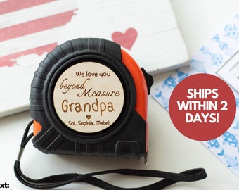 Father's Day Gift Personalized Tape Measure Gift for Dad Grandpa Papa Tool for Garage or Workshop from Kids Grandkids Custom Name Best Dad