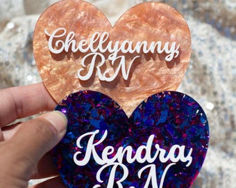 Nurse Locker or Fridge Magnet Custom Personalized Name Tag/ Badge/ Plate Glitter Accessory for Work Locker Decor