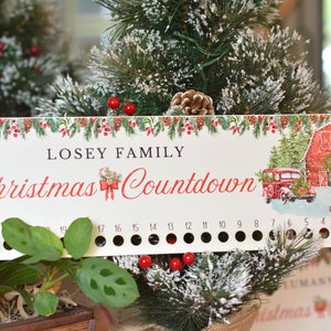 Candy Cane Christmas Countdown | Personalized Vintage Christmas Advent Calendar for Kids Holiday Sign Home Decor Custom Housewarming Gift
