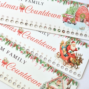 Candy Cane Christmas Countdown | Personalized Vintage Christmas Advent Calendar for Kids Holiday Sign Home Decor Custom Housewarming Gift