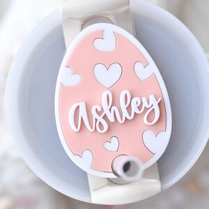 Easter Egg Stanley Name Plates Lid Toppers Cup Accessories Personalized Tag Tumbler, 40 30 20 oz Acrylic Target Melon Peach Gift for Her