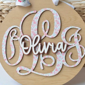 Hospital Door Hanger for Girl Floral Pink Monogram Nursery Name Sign Birth Stat Sign Baby Announcement Baby Shower Newborn Gift Coquette