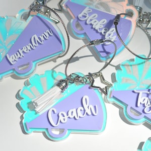 Cheer Team Gifts, Personalized Cheerleader Keychains,  Custon Cheer Team Bag Tag, Sports Keychain, Cute Cheer Gift, Gift for Daugther, Teen