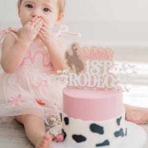 Personalized First Rodeo Themed Acrylic Cake Topper First Toddler Birthday Cowgirl Cowboy Western Party Theme Decor