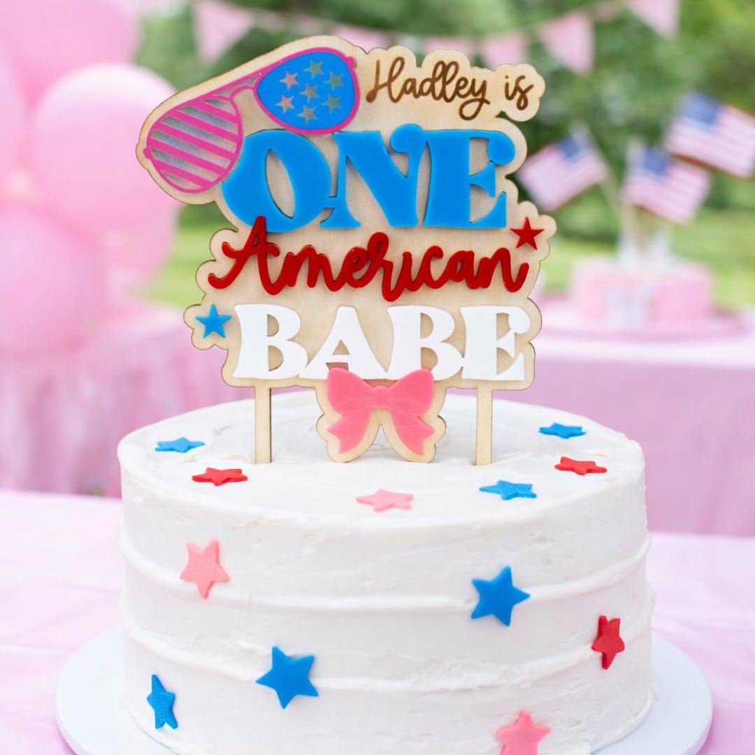 One American Babe Cake Topper, Personalized First Birthday Smash Cake ...