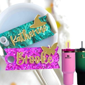Wicked Target e Stanley Collab Targhette con nome Coperchi Glinda Elphaba Accessori per tazze Etichetta personalizzata per bicchiere, 40 30 20 Verde Rosa