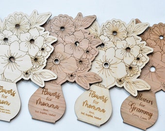Personalized Picked For Mommy Flower Stand/ Mother's Day Gift/ Gift for Grandma/ Flower Vase Hand Picked for You/ Wooden Engraved Thank You