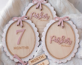 Pink Bow Coquette Birth Stat Sign Birth Announcement Sign for Hospital/ Birth Stat Sign Girl/ Name Sign Newborn Milestone/ Toile Photo Prop