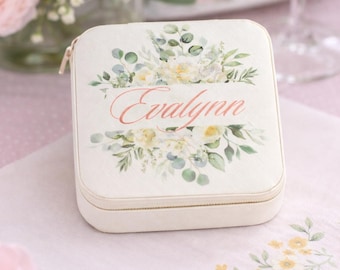 Personalized Floral Jewelry Box, Custom Bridesmaid Gift