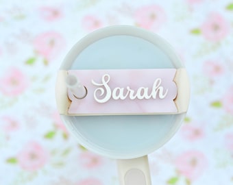 Stanley Name Plates Lid Toppers Cup Accessories Personalized Name Tag Stanley Lid Tumbler Name Tag 40 or 30 oz Light Pink or Holographicc