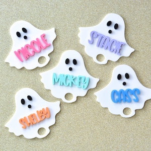 Halloween Ghost Stanley Name Plate Lid Toppers Fall Spooky Accessories Personalized Name Tag for Tumbler Name Tag, 40 or 30 oz