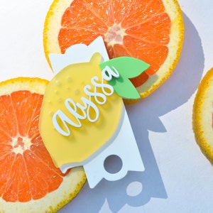 Lemon Summer Fruit Stanley Name Plates Lid Toppers Cup Accessories Personalized Tag for Tumbler, 40 30 20 oz Strawberry Pink Yellow