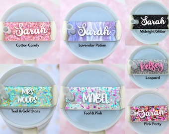 Stanley Name Plates Lid Toppers Cup Accessories Personalized Name Tag for Stanley Lid Tumbler Name Tag, 40 or 30 oz Glitter Cursive