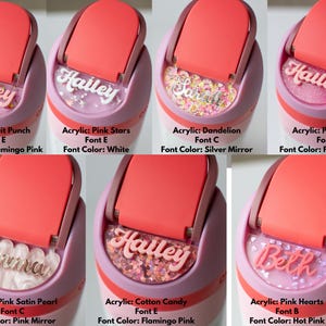 Placa con nombre Owala de Freesip, nombre personalizado, rosa, morado y menta, 16/19/24/32/40 oz, accesorio para botella de agua Owala personalizada, etiqueta con nombre para regreso a clases imagen 6