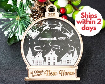 New Home Ornament Personalisiert Unser erstes Weihnachten in unserem Neuen Haus Kundenspezifisches Holz und Acryl Spielerei Geschenk für Housewarming oder neue Hausbesitzer