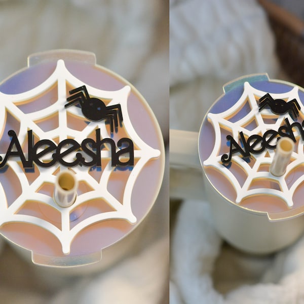 Halloween Spider Web Simple Modern Trek 3D Name Topper/ Personalization Name Plate/ Custom Name Accessory Tumbler 40 oz Acrylic Gift