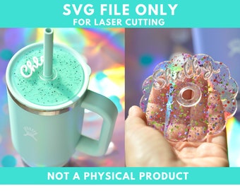 SVG file Hydroflask Topper 32 or 40 oz Glowforge Cutting File LightBurn Acrylic 3D Art Name Plate Tumbler