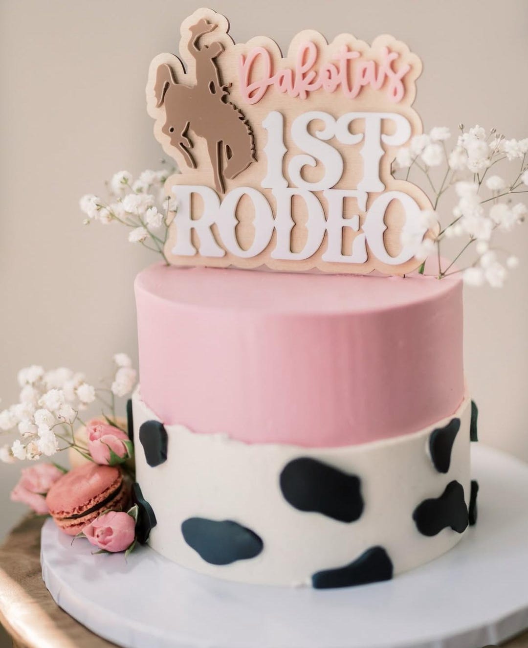 Personalized First Rodeo Themed Cake Topper for Pink First Birthday ...