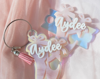 Ballet Shoes Dancer Keychain Bag Tag/ Gift for Dancer/ Personalized Accessories/ Pink Gift for Girl/ Matches Stanley Topper Name Plate