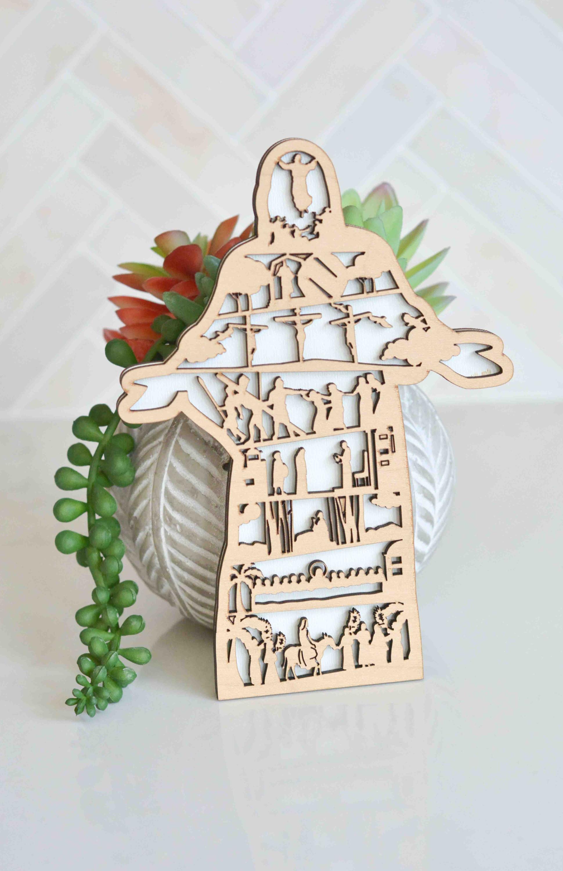 Easter Decor He is Risen Jesus Religious Easter Wood Art, Gift for Pastor, Mom, Grandmother, Christian Gift, Easter Resurrection Story