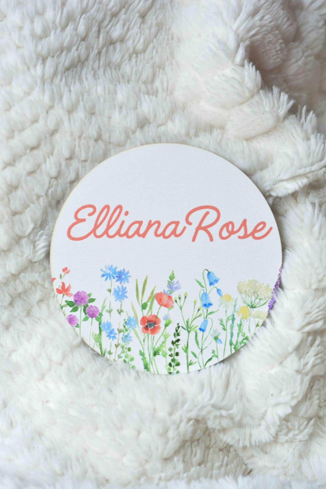 Floral Wooden Baby Name Birth Announcement Hospital Stat Sign Round ...