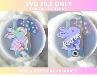 SVG file Stanley Topper Easter Bunny with Hearts 30 20 40 64 oz Glowforge Cutting File Lightburn Acrylic 3D Art Easter Accessory Decor