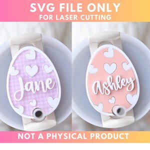 Fichier SVG Stanley Topper oeuf de Pâques avec coeurs 30 20 40 64 oz fichier de coupe Glowforge acrylique Lightburn art 3D accessoire de Pâques déco