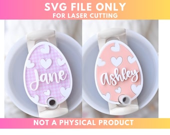 SVG file Stanley Topper Easter Egg with Hearts 30 20 40 64 oz Glowforge Cutting File Lightburn Acrylic 3D Art Easter Accessory Decor