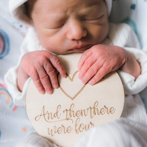 And Then There Were Four, Three, Five, Pregnancy Announcement Sign, Engraved Wood Sign, Newborn Photo Prop, New Baby Announcement