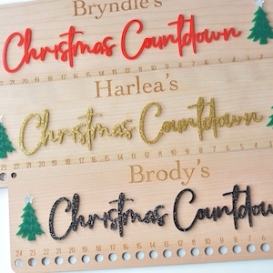 Candy Cane Christmas Countdown | Personalized Christmas Advent Calendar for Kids | Wood Sign Holiday Decor | Engraved Custom Home Decor Gift