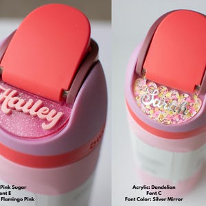 Placa con nombre Owala de Freesip, nombre personalizado, rosa, morado y menta, 16/19/24/32/40 oz, accesorio para botella de agua Owala personalizada, etiqueta con nombre para regreso a clases imagen 5