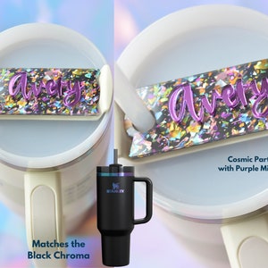 Black Chroma Purple Stanley Name Plates Lid Toppers Glitter Cup Accessories Personalized Tumbler Tag Custom Gift Nurse Friend 40 30 20 oz